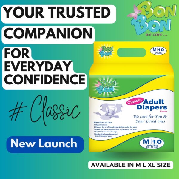 Best BonBon Classic Tape Style Adult Diaper in India Leak-Proof Protection