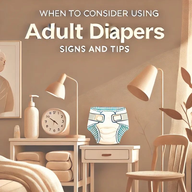 DALL·E 2025 01 02 13.01.41 A visually appealing image designed for a blog header titled When to Consider Using Adult Diapers  Signs and Tips. The image features a soft and com