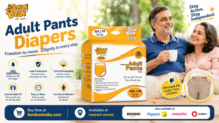 Adult pants diapers for active seniors — pull-up style, underwear-like comfort, and discreet fit by BonBon India