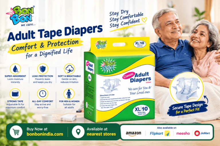Adult tape style diapers for bedridden patients — re-sealable tabs, high absorbency, and caregiver-assisted changing by BonBon