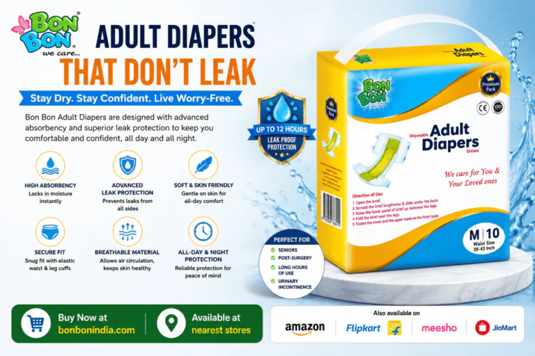 Adult diapers that don't leak — verified India reviews, absorbency tests, and BonBon India customer feedback