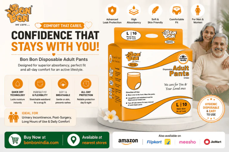 Adults diaper pants complete 2026 guide — types, sizing, absorbency, and buying tips from BonBon India