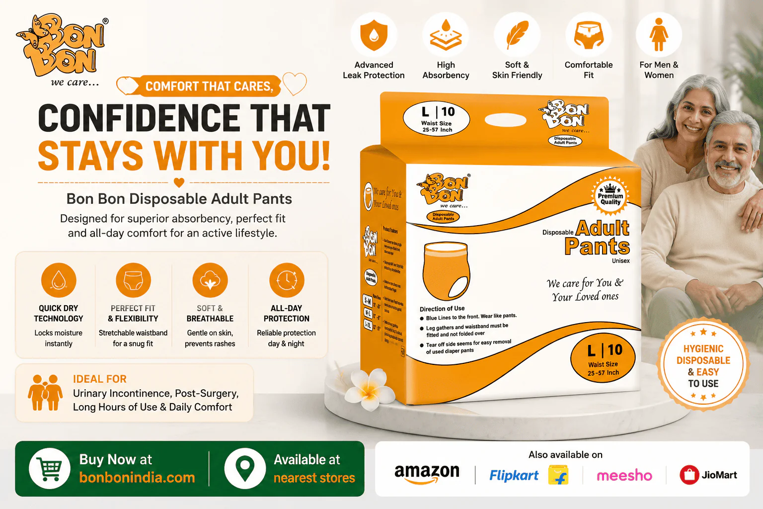 Adults diaper pants complete 2026 guide — types, sizing, absorbency, and buying tips from BonBon India