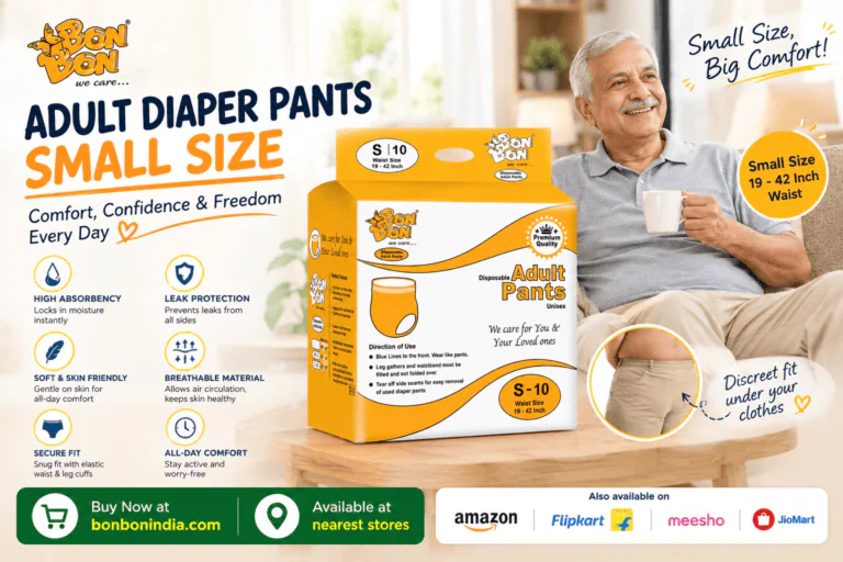 Adult diaper pants small size complete guide sizing chart, fit tips, and waist measurements from BonBon India